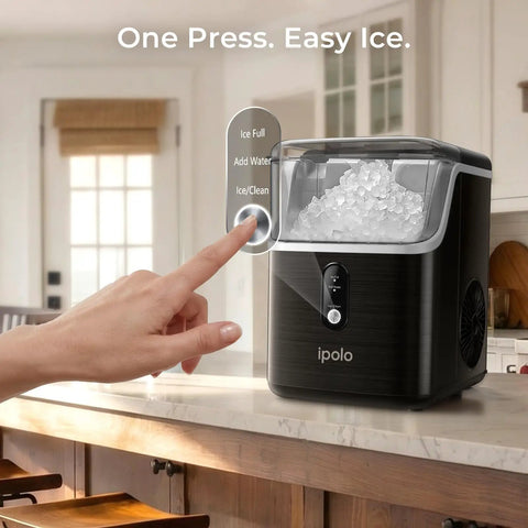 Chewable Cafe Style Nugget Ice Maker For Home And Office And RV 33 Lb Per Day Countertop Machine with touch screen