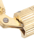 Smooth Operator Brass Concealed Barrel Hinges Six Piece Kit showing detailed brass hinge mechanism with grooves and screws.