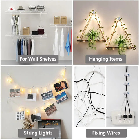 Essential White Down Wall Clips For Wire Shelving, Thirty Pack Plastic Brackets With Screws And Anchors, Straight Fire Install Closet Organization Hardware With Killer Grip used for various wall storage solutions.