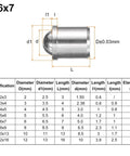 Dimension chart for 10 Piece Ball Point Spring Plunger Set 6x7mm Stainless Steel 25N Elasticity Precision Positioning Beads Ball Catch Latch For Doors Cabinets Mechanical Devices Clamps Furniture Easy Install Build To Last with specifications