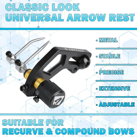 Dual Use Arrow Rest For Compound And Recurve Bows, Lightweight Metal Arrow Launcher Rest Made From Stainless Steel Brass And Aluminum