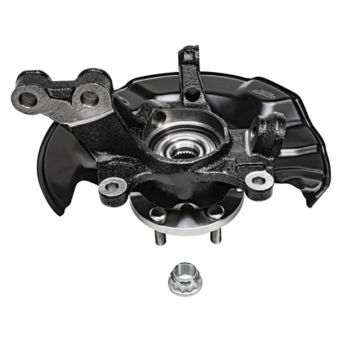 Front view of a Front Steering Knuckles And Wheel Hub Bearings Plus Outer Tie Rod Ends Replacement Kit For 2009 To 2013 Toyota Corolla Matrix