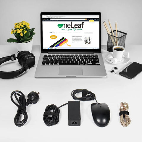 Home office desk with 80 Count Reusable Cable Ties 6 Inch Black Self Fastening Ties For Tidy Cords And Tangle Free Cable Management