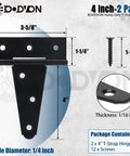 4 Inch T Strap Gate Hinges Heavy Duty Black Iron Tee Hinges Made From Solid Iron With Glossy Powder Coating Corrosion Resistant
