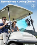 20000mAh 8 Inch Portable Clip On Fan with Lights on golf cart for cooling comfort outdoors