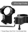 High profile rings of 1 Inch Dovetail Scope Ring Set With Two High Profile And Two Medium Profile Rings For 11mm Rails