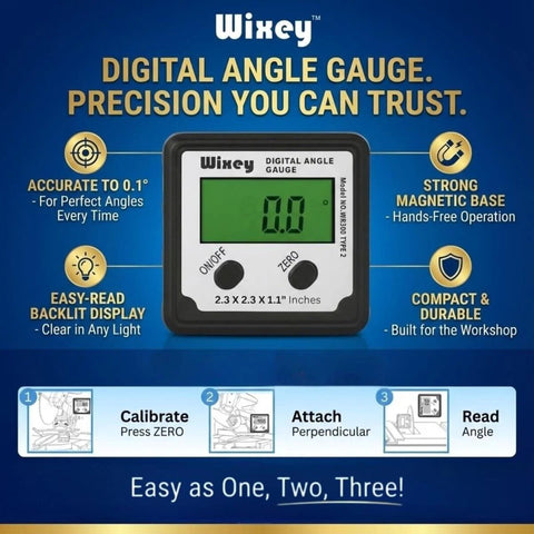 Digital Angle Gauge And Finder For Table Saw And Miter Saw With Magnetic Backlight Ultra Precise 0.1 Degree Resolution
