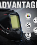 Large View Auto Darkening Welding Helmet With Blue Light Blocking Lens For Eye Protection, True Color Solar Powered Welder Hood Mask, Four Arc Sensors, Wide Shade Range From 3 To 5 Up To 9 To 13 For TIG MIG ARC CUT And GRIND, All Day Comfort.