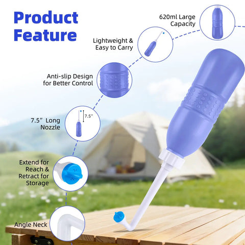 Portable Bidet Sprayer For Personal Hygiene 620ml Travel Bottle With Extended Nozzle Handheld Toilet Sprayer Case featured outdoors.