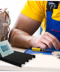 Static Rack Circuit Tray For ESD Safe Storage Antistatic Board And Relays Bar Rack Portable Compact Organizer With Reusable Design And Included Wrist Strap Kit on workbench with technician.