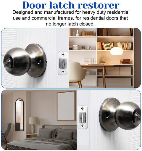 Close-up of a door featuring a 2 Pack Door Lock Plate Strike Plates For Exterior Doors One Inch By Two And One Quarter Inch installed.