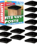 12 Pack 4X4 Aluminum Pyramid Post Cap Covers For True 3.5X3.5 Nominal Wood Posts Matte Black Outdoor Weatherproof Durable