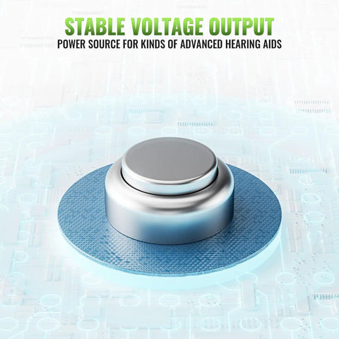 24 Pack Hearing Aid Batteries Size 312 High Capacity Zinc Air Cells Long Lasting Fresh Power, photograph of zinc air cell battery.