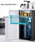 Floor Standing Water Dispenser With Hot And Cold Water, Anti Scald Rotating Faucet, Bottom Load Design, open cabinet view