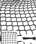 Kid And Pup Safe Rope Net For Balcony Railings 3x6 Ft Knotless Polyester Safety Netting with close-up of black mesh and ties