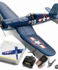 Rad Warbird RC Airplane With 6 Axis Gyro Stabilization shown with box, remote, and accessories, ready to fly, 500mm wingspan.