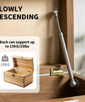 Two Pack Soft Close Toy Box Hinges With 150N Gas Strut Slow Close Safety Hinges for heavy curved lids on toy chest