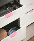 Sleek Finger Edge Pull 8 Pack Hidden Drawer Handles Modern Curved Aluminum Alloy Invisible Cabinet Pulls 150mm Pink on kitchen drawers