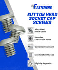 Built Like A Tank 18-8 Stainless Steel Button Head Socket Cap Screws 4-40 X 1/8 Inch 100 Pack Full Thread with rounded low-profile head.