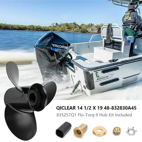 14 1/2 X 19 Pitch Boat Propeller For Mercruiser Alpha One Outboards 135-300HP 3 Blade Right Hand 15 Spline Hub Kit Included