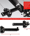 Thin Rip Jig Table Saw Guide For Precise Narrow Cuts with 0 to 1 inch range and dial indicator gauge, shown on table saw.