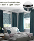 Bedroom with Heavy Duty Curtain Rod Set For Windows 28 To 50 Inches Five Eighth Inch Diameter Matte Black With Brackets Cafe Drapery