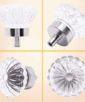 Crystal Glass Drawer Knobs Set 4-Pack Flower Bud Style Silver Finish 1.34 Inch Diameter Cabinet Pulls For Dresser Closet Wardrobe Cupboard