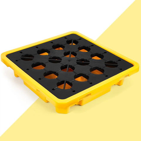 Shop Ready Heavy Duty Spill Containment Platform With Drain And Non Slip Large Plastic Tray, 26.4 by 26.4 by 6 inches