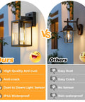 Comparison of Two Pack Dusk To Dawn Outdoor Wall Lanterns With Automatic Sensor for Front Porch and Garage Waterproof Black Exterior Lights.