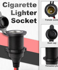 10Ft 12AWG 12 Volt Cigarette Lighter Socket Extension Cord With Built In Fuse And Spare Amps Waterproof Power Outlet Adapter close-up view of female socket and threaded plug.
