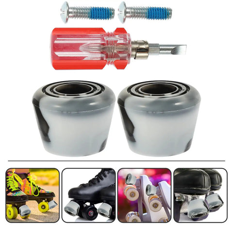 Replaceable Roller Skate Toe Stopper Brake Plug Set With Screws And Screwdriver For Quad Skates Black And White Brake Accessories