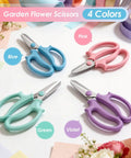 Four Piece Flower Scissors Set With Stainless Steel Blades And Comfort Grip Handles For Easy Flower Arranging in four colors