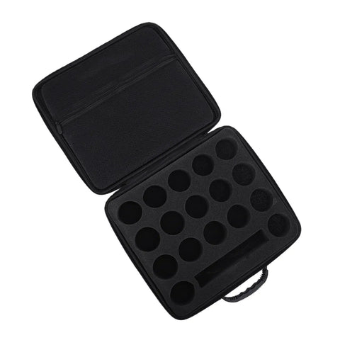 17 Slot Billiard Ball Case with foam lining and mesh pouch, adjustable shoulder strap and dual zip closure, holds standard 2 1 4 inch pool balls