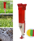 Easy To Use Adjustable Fertilizer Spreader Tool For Gardens And Lawns, Portable Single Barrel Fertilizer Applicator, red plastic design