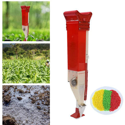 Easy To Use Adjustable Fertilizer Spreader Tool For Gardens And Lawns, Portable Single Barrel Fertilizer Applicator, red plastic design