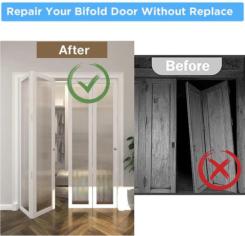 Two Pack Bifold Door Hardware Repair Kit For Sliding Closet Doors DIY Replacement Parts Set With Top And Bottom Pivots Guides Wheels Brackets And Screws For Seven Eighths To One Inch Tracks Stainless Steel And Nylon