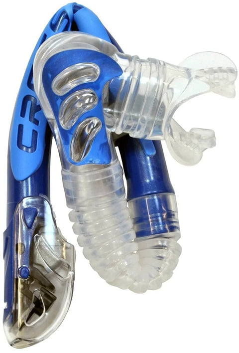 Dry Top Snorkel With Instant Float Closure No Fuss Anti Splash Snorkel Gear For Water Free Breathing Black And Blue Finish