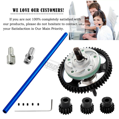 Beefed-Up 50T 32-Pitch Spur Gear Differential Set For 1/10 Slash 4X4 And Slash 4X4 VXL with pinions and aluminum driveshaft