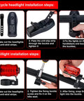 Super Bright Bike Light Set With Front Headlight And Rear Tail Light waterproof installation steps illustration