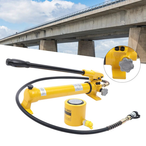 Badass 30 Ton Hydraulic Jack Kit With Rock Solid Industrial Ram And Smooth Hand Pump For Heavy Duty Bridge And Shipyard Lifting Projects Featuring Super Thin Cylinder Design
