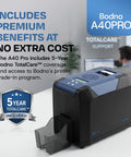 Bodno A40 Pro desktop ID card printer showing dual-sided output tray and control panel, part of the Slick Dual Sided ID Card Printer Delivers Straight Photo Quality Prints At 300 By 600 DPI.