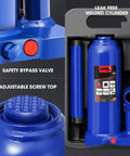 DNA Motoring blue 6-ton hydraulic bottle jack with manual handle in carrying case