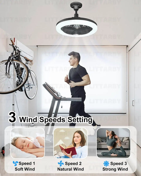 No Wiring Easy Install Ceiling Fan With Light Remote Control Dimmable LED 3 Color Temperatures From 3000K To 6500K installed