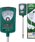 7 In 1 Soil Tester For Moisture PH Fertility Light Temperature Humidity With LCD Display And Pointer For Garden Farm Lawn Indoor Outdoor Plant Monitoring green meter and box