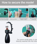 Step-by-step guide showing Precision Miniature Painting Handle With Stabilizer Bar And Magnetic Base for no slip gripping.