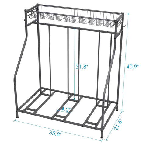 Three Bike Stand Rack For Garage Storage And Indoor Outdoor Use, Adjustable width slots for mountain, hybrid, kids bikes