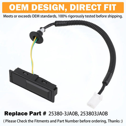 OEM style Nissan Pathfinder Hatch Button Trunk Latch Replacement Direct Fit For 2013-2020 Tailgate Release 25380-3JA0B