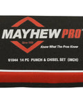 Heavy Duty Mayhew Pro 14 Piece Punch And Chisel Kit With Solid Heat Treated Steel Center Line Up Cold And Pin Tools For Tough Garage Jobs And Professional Automotive Repairs That Last A Lifetime. black roll pouch