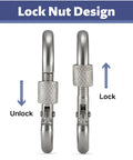 Heavy Duty Flag Pole Carabiner Clips With Locking Nut 4 Pack Stainless Steel M5 Snap Hooks Replacement Clip Hardware For Grommeted Flags Weatherproof Outdoor Use And Secure No Loosening Performance