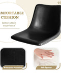 Modern Adjustable Counter Height Swivel Bar Stools Set Of 4 With Backrest Faux Leather Upholstery Black seat detail